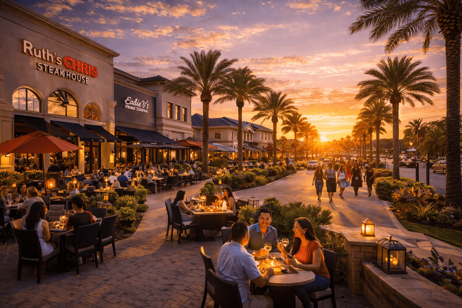 Restaurant Row dining district on Sand Lake Road in Dr Phillips
